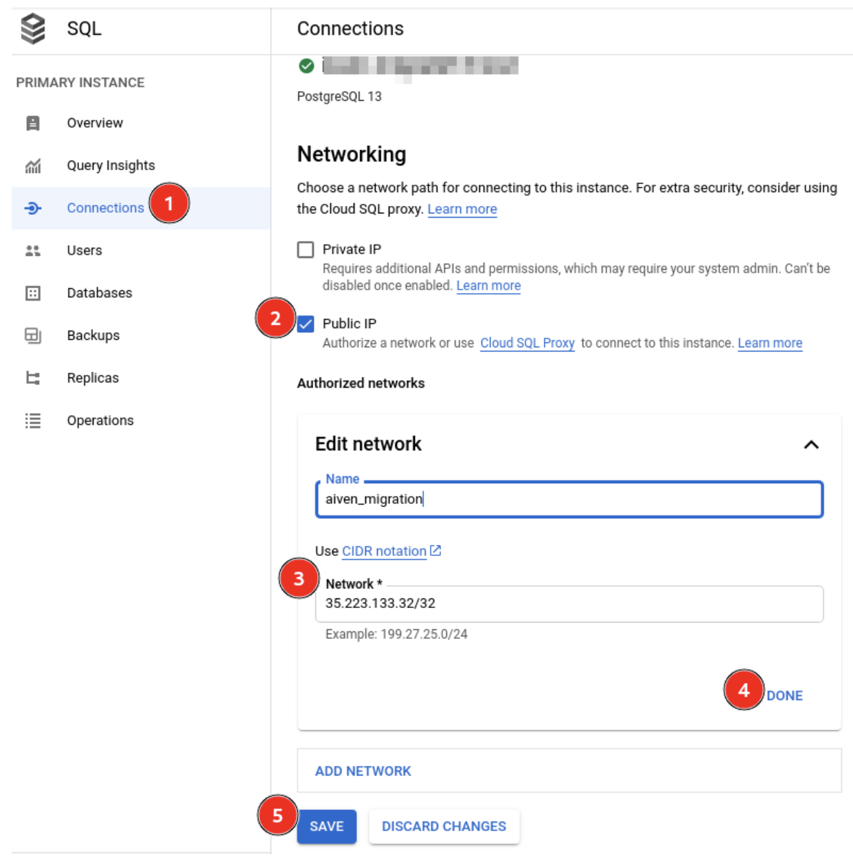 Cloud SQL PostgreSQL network